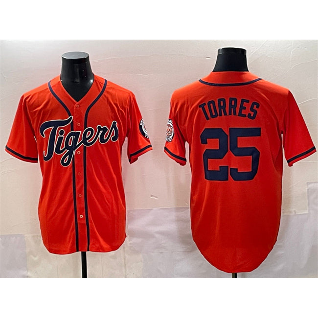 Detroit Tigers #25 Gleyber Torres Orange Puhics With Patch Vapor Premier Limited Stitched Jersey
