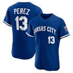 Kansas City Royals #13 Salvador Perez Blue Puhics Flex Base Stitched Jersey