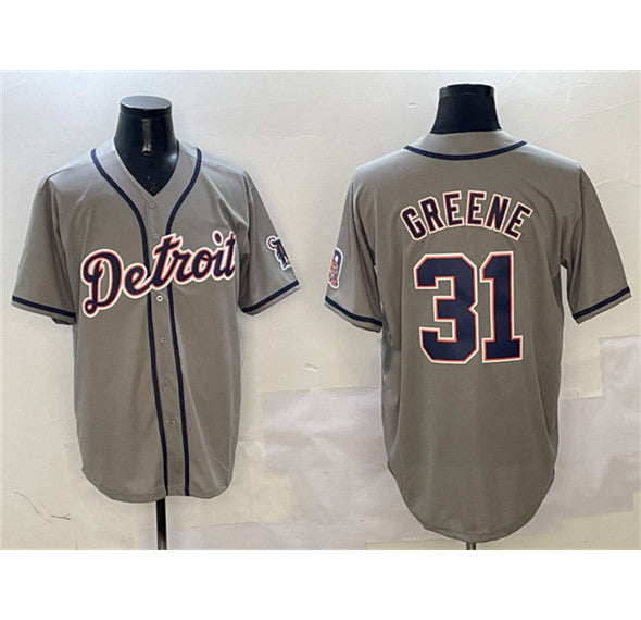 Detroit Tigers #31 Riley Greene Gray Puhics With Patch Cool Base Stitched Jersey