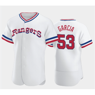 Texas Rangers #53 Adolis Garcia White Puhics Throwback Stitched Flex Base Jersey
