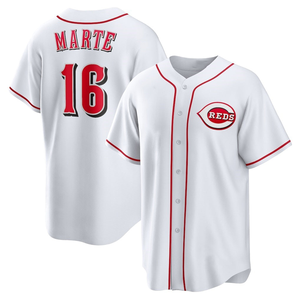 Cincinnati Reds #16 Noelvi Marte White Puhics Home Replica Jersey