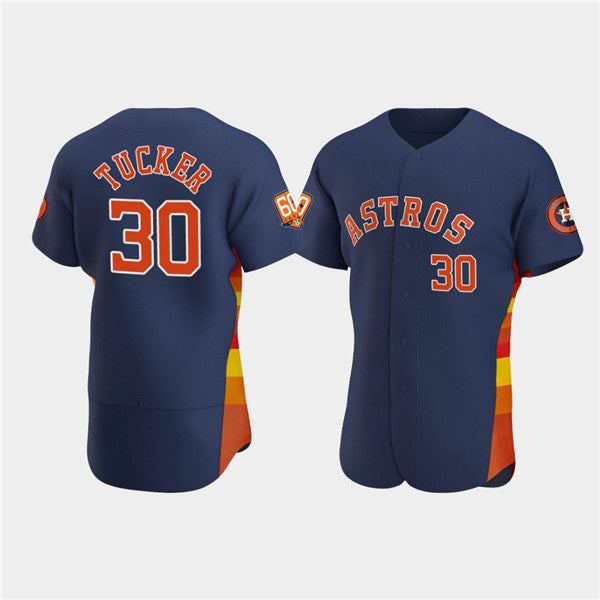 Houston Astros #30 Kyle Tucker Navy Puhics 60th Anniversary Flex Base Stitched Jersey
