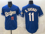 Los Angeles Dodgers #11 Roki Sasaki Royal Puhics 2026 Alternate Gold Collection Stadium Stitched Jersey