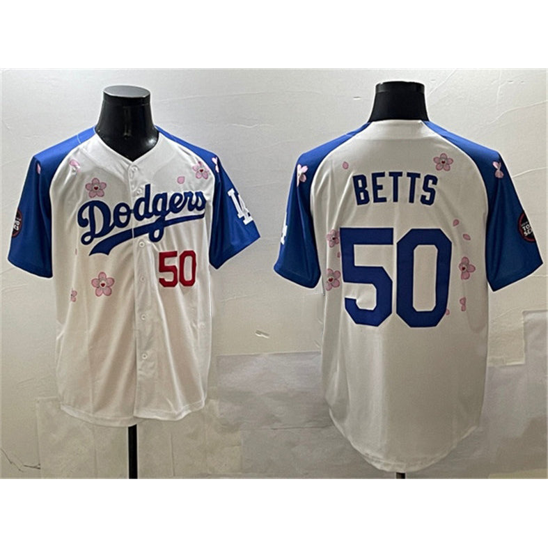 Los Angeles Dodgers #50 Mookie Betts White Royal Puhics 2025 Tokyo Series Limited Stitched Jersey