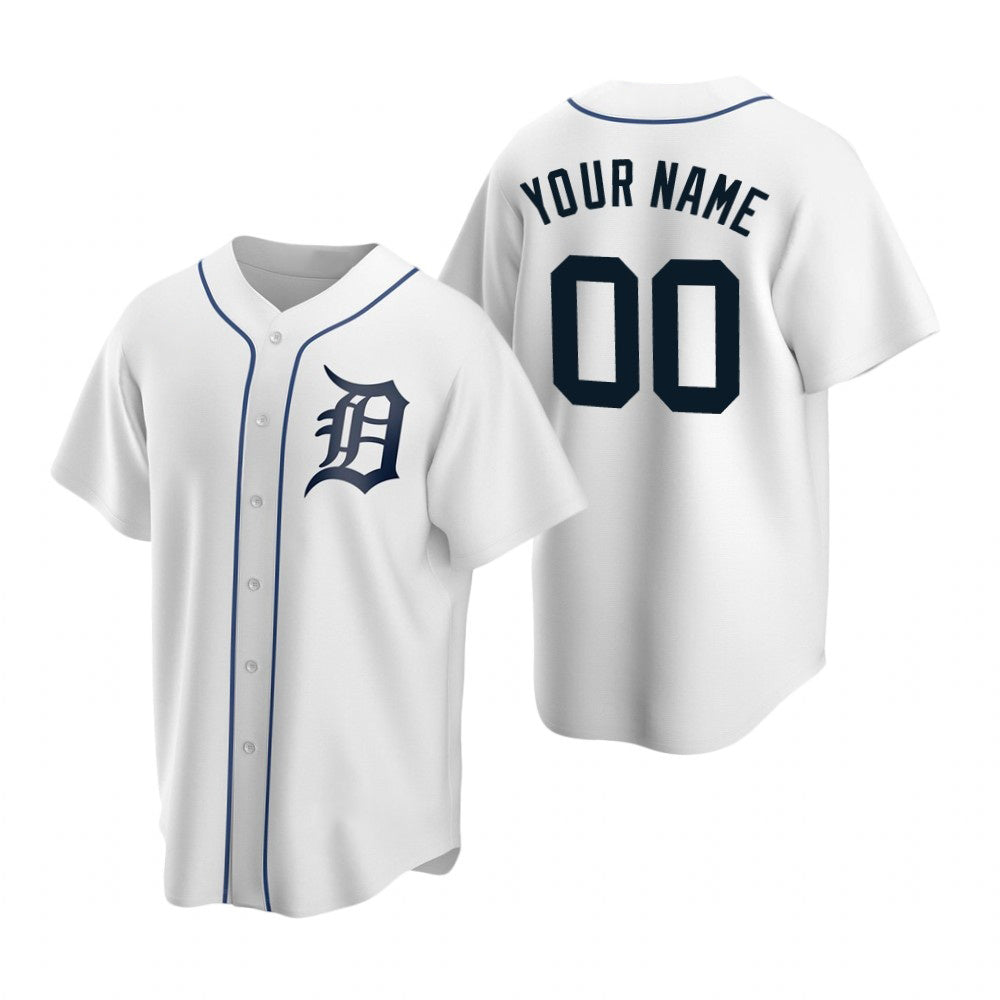 Custom Detroit Tigers White Puhics Stitched Cool Base Home Jersey