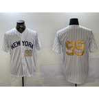 New York Yankees #99 Aaron Judge White Puhics Pinstripe Without Name Fashion Cool Base Jerseys