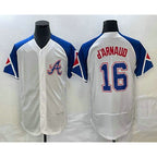 Atlanta Braves #16 Travis dArnaud White Puhics 2023 City Connect Flex Base Stitched Jersey