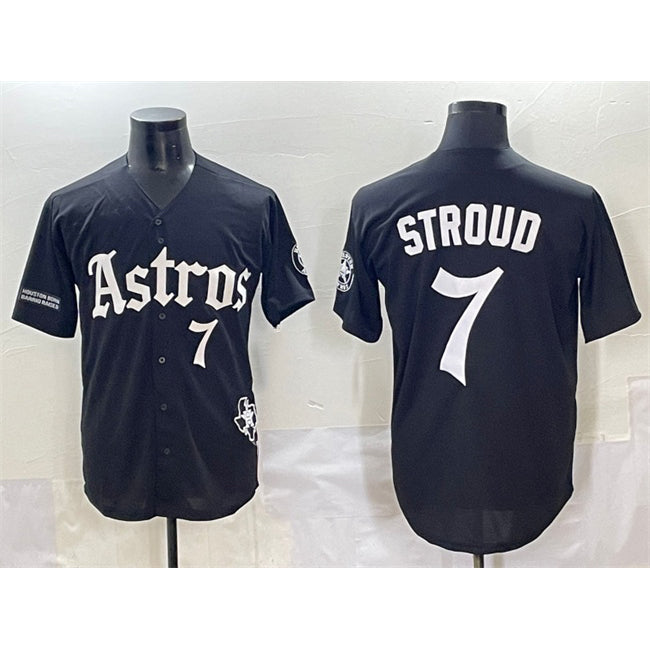 Houston Astros #7 C.J. Stroud Black Puhics Gothic 'Houston Born Barrio Raised' Limited Stitched Jersey