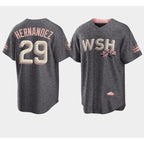 Washington Nationals #29 Yadiel Hernandez 2022 Grey Puhics City Connect Cherry Blossom Cool Base Stitched Jersey