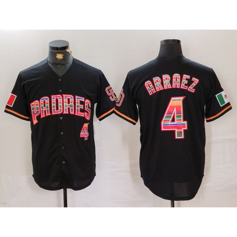 San Diego Padres #4 Luis Arraez Black Puhics Mexico Cool Base Stitched Jersey