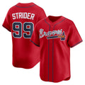 Atlanta Braves #99 Spencer Strider Red Puhics Alternate Limited Player Jersey