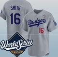 Los Angeles Dodgers #16 Will Smith Gray Puhics 2025 World Series Limited Stitched Jersey