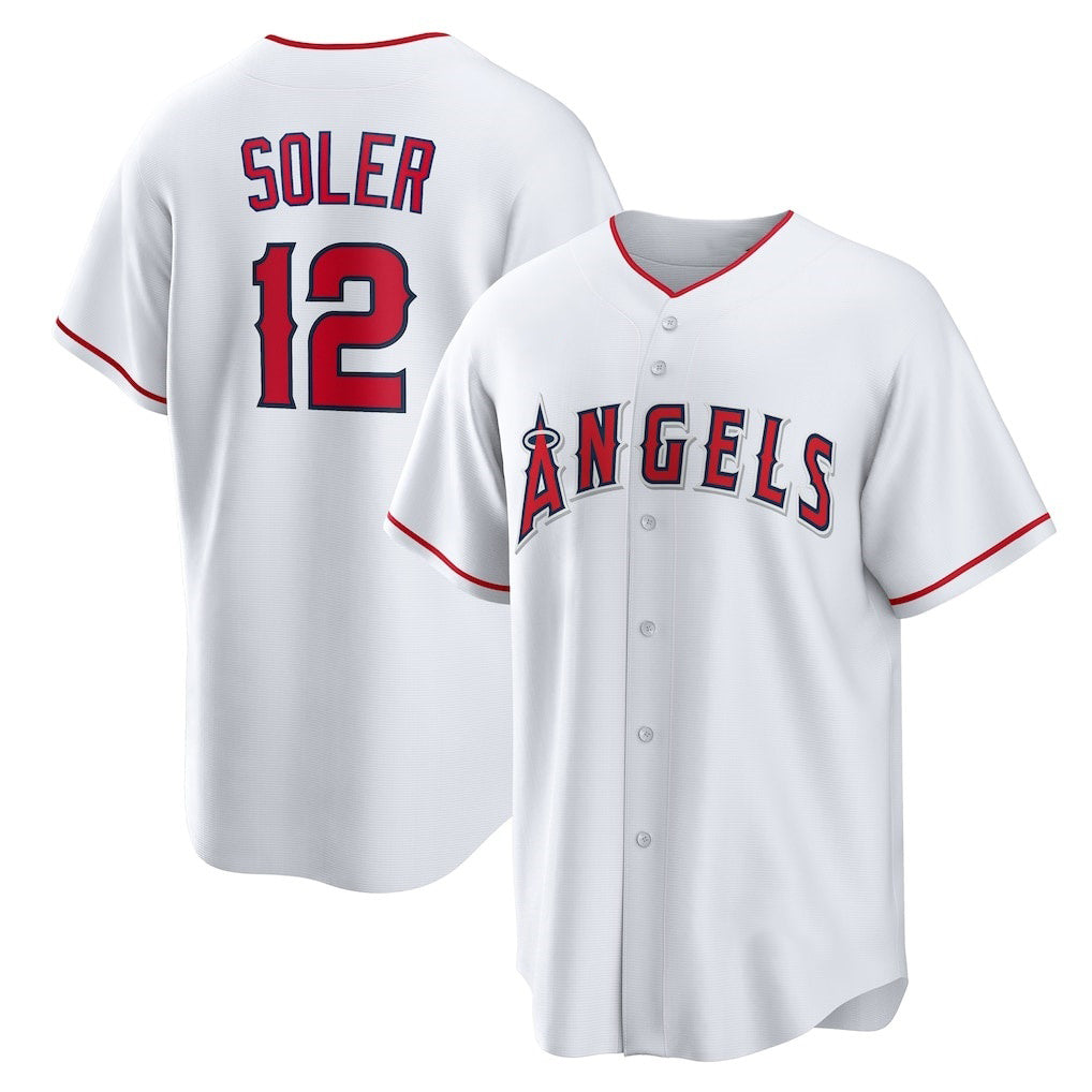 Los Angeles Angels #12 Jorge Soler White Puhics Home Replica Jersey