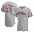 Cincinnati Reds #37 Tyler Stephenson Grey Puhics Stitched Flex Base Jersey