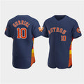 Houston Astros #10 Yuli Gurriel Navy Puhics 60th Anniversary Flex Base Stitched Jersey