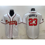 Atlanta Braves #23 Michael Harris II White Gold Puhics World Series Champions Program Cool Base Stitched Jersey