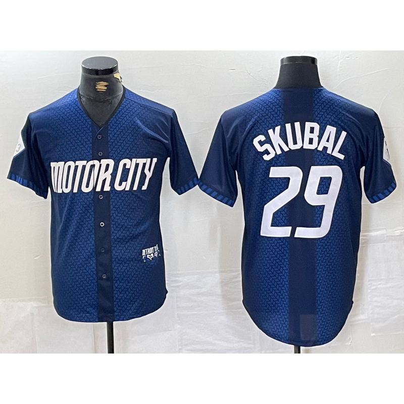 Detroit Tigers #29 Tarik Skubal 2024 Navy Puhics City Connect Cool Base Limited Stitched Jersey