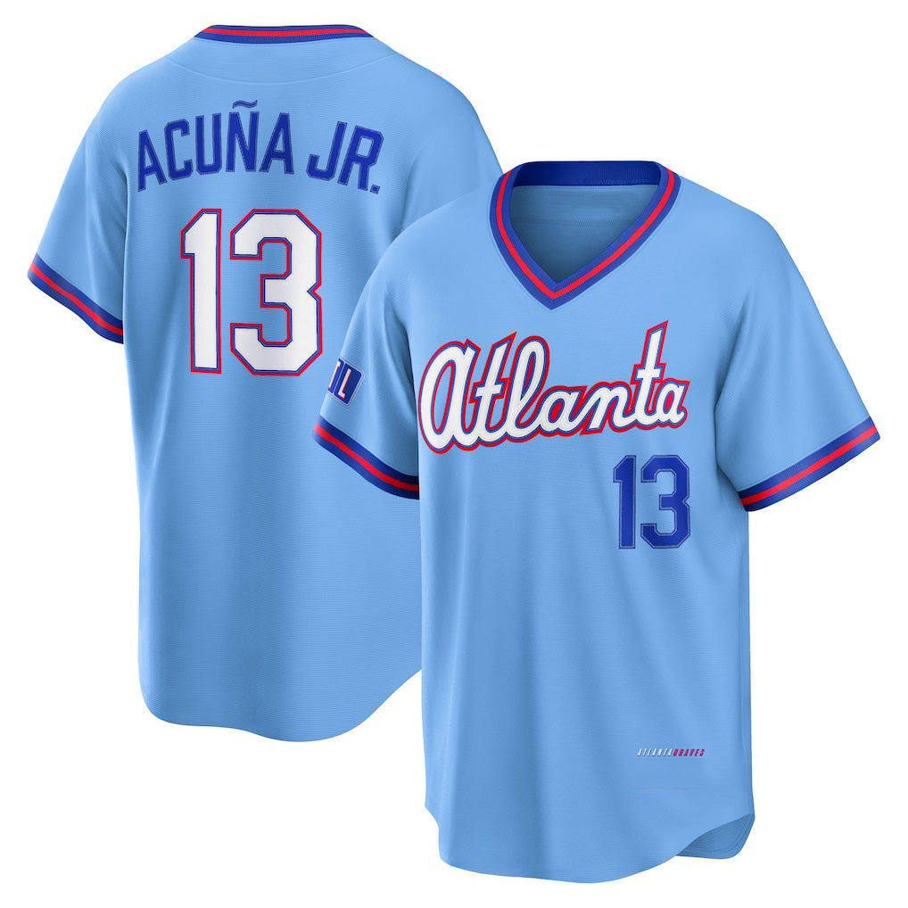 Atlanta Braves #13 Ronald Acu?a Jr. Powder Blue Puhics 2026 City Connect Stadium Jersey