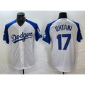 Los Angeles Dodgers #17 Shohei Ohtani White Blue Puhics Fashion Stitched Cool Base Limited Jerseys