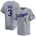 Los Angeles Dodgers #3 Edwin D¨ªaz Grey Puhics Cool Base Stitched Jersey