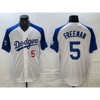 Los Angeles Dodgers #5 Freddie Freeman Number White Blue Puhics Fashion Stitched Cool Base Limited Jerseys