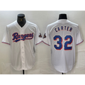 Texas Rangers #32 Evan Carter White Puhics 2023 World Series Champions Cool Base Jersey
