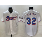 Texas Rangers #32 Evan Carter White Puhics 2023 World Series Champions Cool Base Jersey