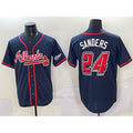 Atlanta Braves #24 Deion Sanders Navy Puhics 2025 Speedway Classic Alternate Stitched Jersey