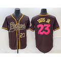 San Diego Padres #23 Fernando Tatis Jr Number Brown Puhics NEW 2023 City Connect Cool Base Stitched Jersey