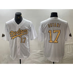 Los Angeles Dodgers #17 Shohei Ohtani Number White Puhics 2022 All Star Stitched Cool Base Jerseys