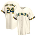 Milwaukee Brewers #24 William Contreras Cream Puhics Home Replica Jersey