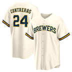 Milwaukee Brewers #24 William Contreras Cream Puhics Home Replica Jersey