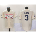 New York Yankees #3 Babe Ruth Cream Puhics Limited Stitched Jersey 2