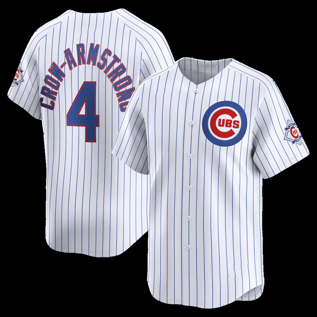 Chicago Cubs #4 Pete Crow-Armstrong White Puhics 150th Anniversary Limited Jersey