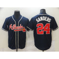 Atlanta Braves #24 Sanders Blue Puhics Game Jerseys