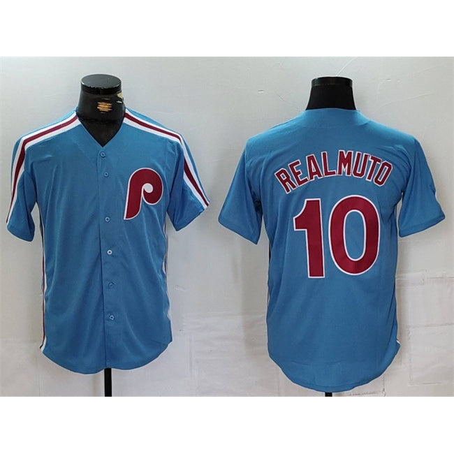 Philadelphia Phillies #10 J.T. Realmuto Blue Puhics Cool Base Stitched Jersey