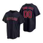 Custom Cleveland Indians Navy Puhics Stitched Cool Base Jersey