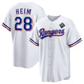 Texas Rangers #28 Jonah Heim 2023 White Puhics World Series Stitched Jersey