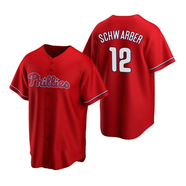 Philadelphia Phillies #12 Kyle Schwarber Red Puhics Cool Base Stitched Jersey
