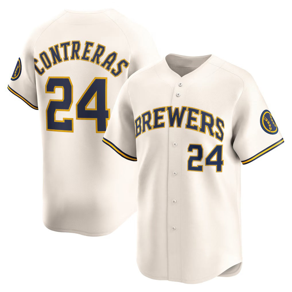 Milwaukee Brewers #24 William Contreras Cream Puhics Home Limited Player Jersey