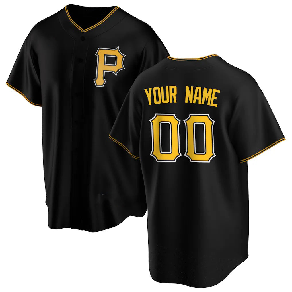 Custom Pittsburgh Pirates Black Puhics Alternate Replica Jersey