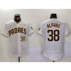 San Diego Padres #38 Jorge Alfaro White Puhics With PS Patch Stitched Flex Base Jerseys