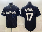 Los Angeles Dodgers #17 Shohei Ohtani Black Puhics 2025 World Series Champions Patch 'Gothic Edition' Vapor Premier Limited Stitched Jersey