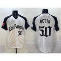 Los Angeles Dodgers #50 Mookie Betts White Black Puhics Mexico 2025 LA Gothic Style With Fernando Patch Vapor Premier Limited Stitched Jersey