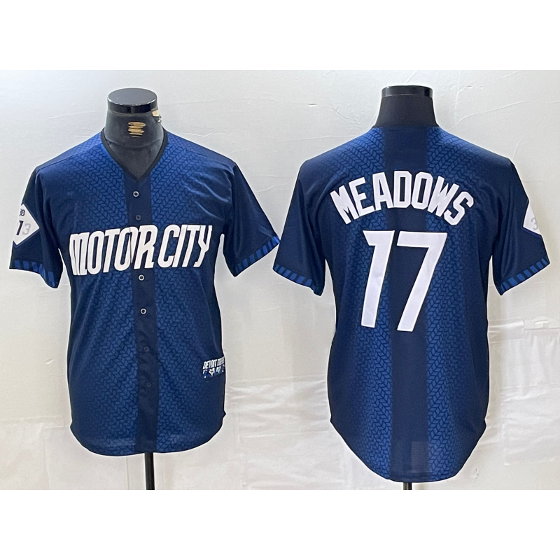 Detroit Tigers #17 Parker Meadows Navy Puhics 2024 City Connect Cool Base Limited Stitched Jersey