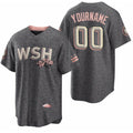 Custom Washington Nationals Active Player 2022 Grey Puhics City Connect Cherry Blossom Cool Base Stitched Jersey