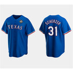 Texas Rangers #31 Max Scherzer Royal Puhics 2023 World Series Stitched Jersey
