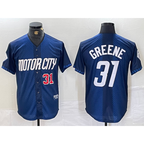 Detroit Tigers #31 Riley Greene Number 2024 Navy Puhics City Connect Cool Base Limited Stitched Jersey
