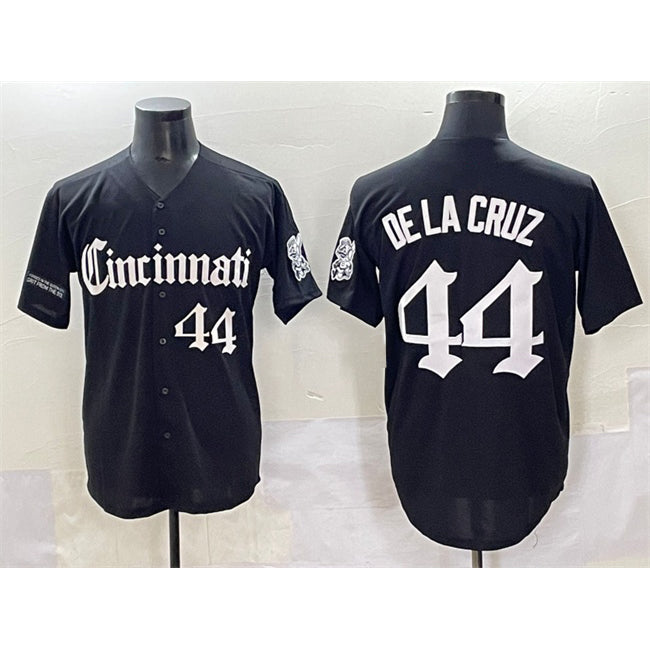 Cincinnati Reds #44 Elly De La Cruz Black Puhics 'Gothic Queen City Edition' Vapor Premier Limited Stitched Jersey