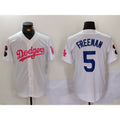 Los Angeles Dodgers #5 Freddie Freeman White Pink Puhics Vin & Kobe Patch Stitched Jersey 2